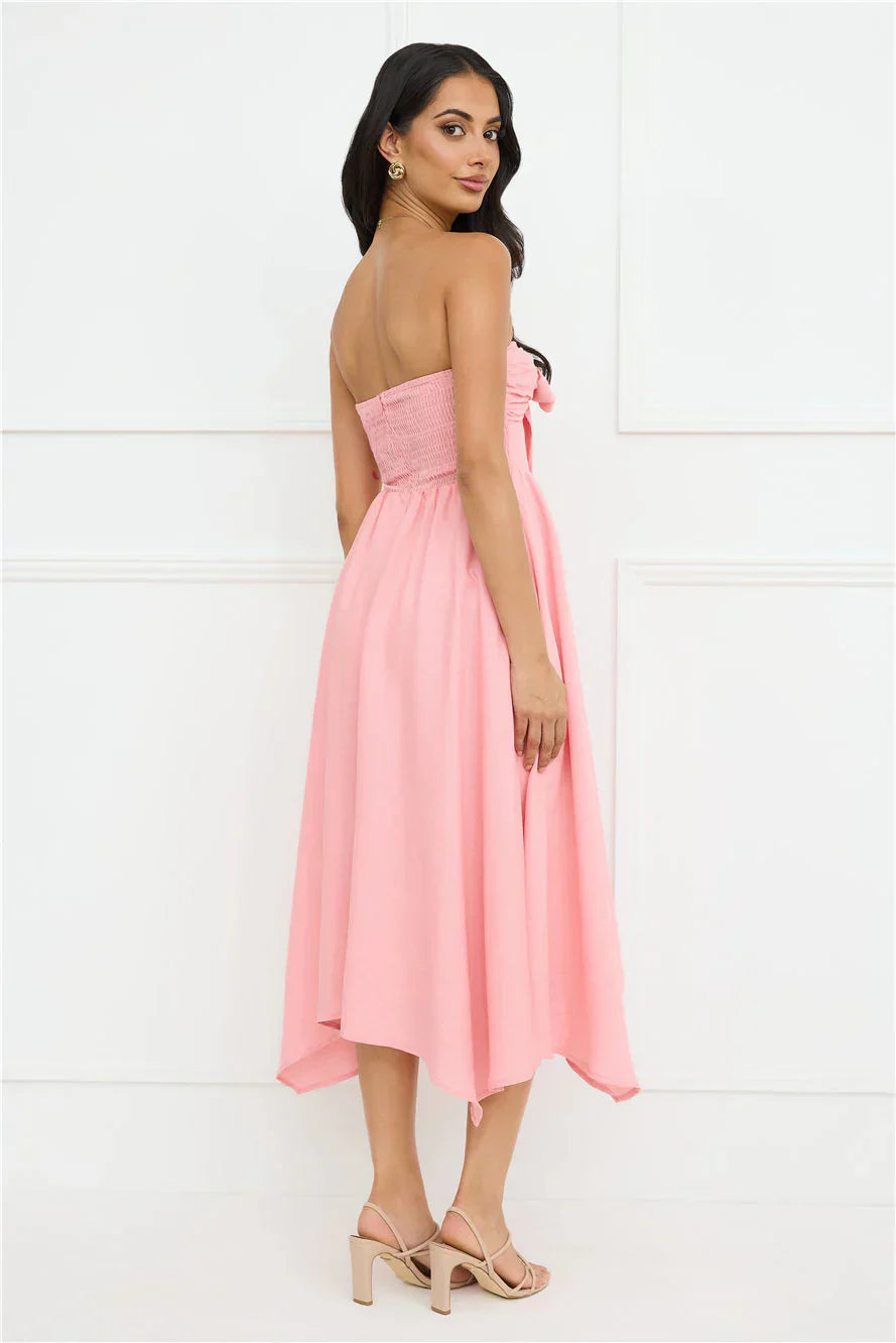 Saltwater Soul Strapless Midi Dress Pink