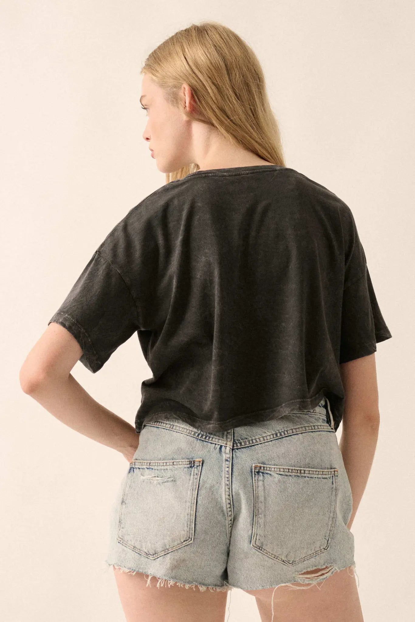 Rock Out Cropped Vintage-Wash Graphic Tee