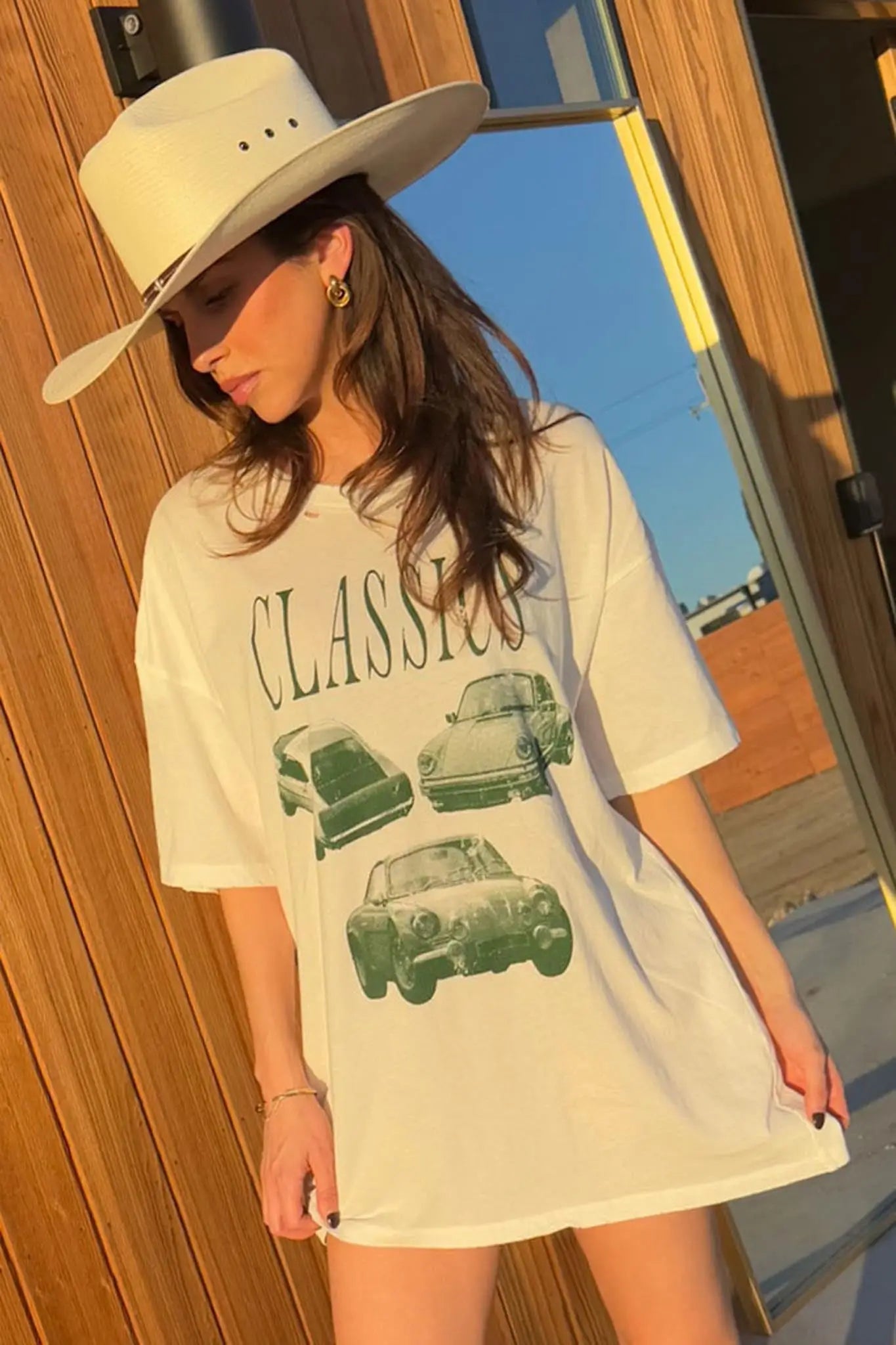 Classic Cars Distressed Oversize Graphic Tee