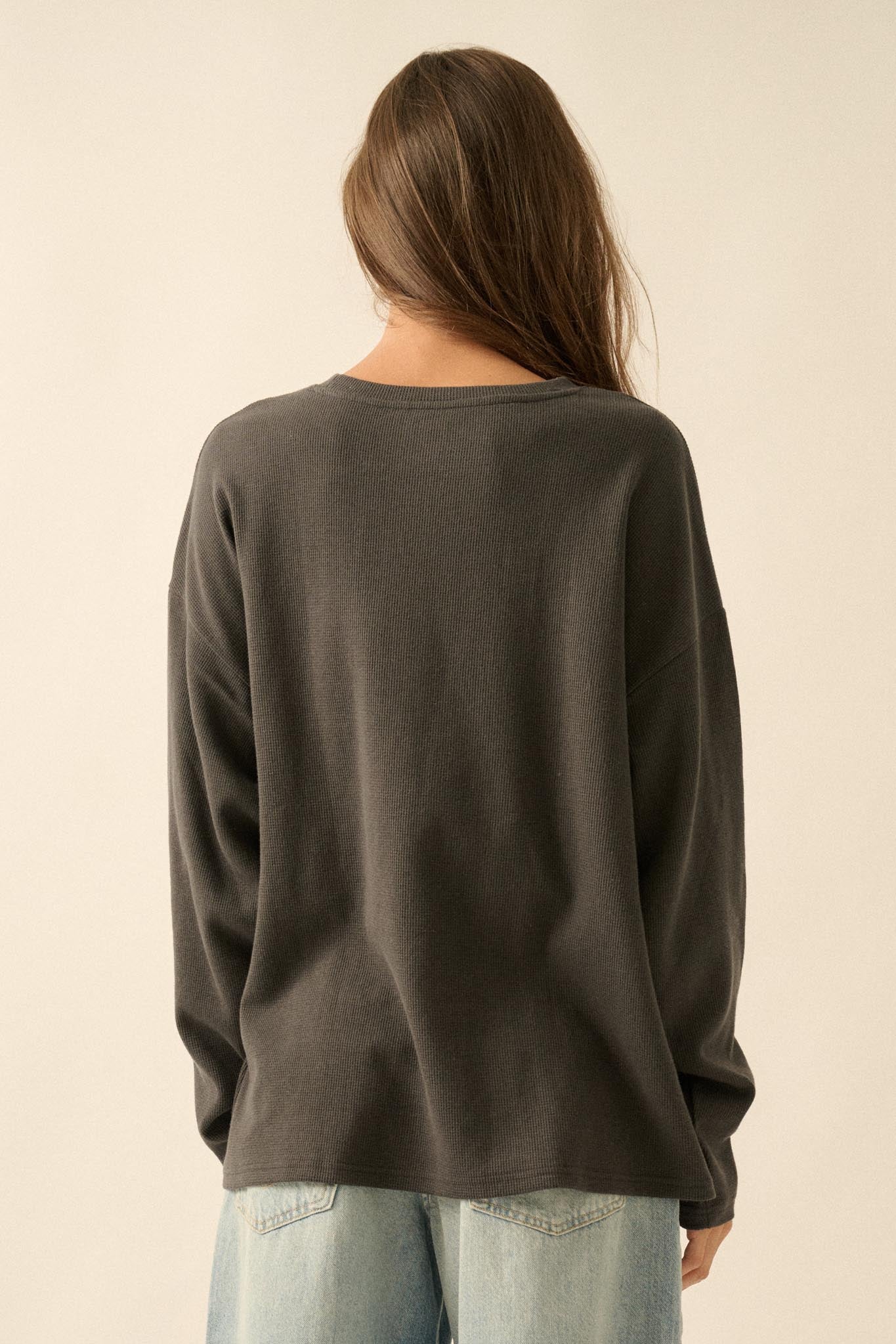 Don't Cry Cowboy Oversize Thermal Graphic Top
