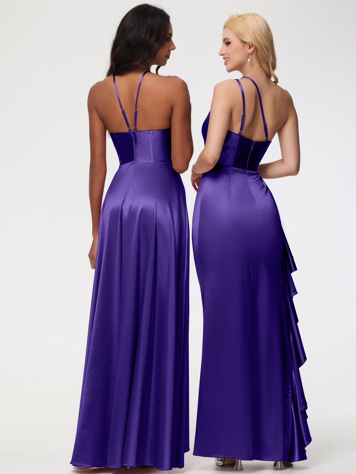 Regency Purple Bridesmaid Dress Trumpet/Mermaid One Shoulder Sleeveless Pleats Ruffles Stretch Satin Bridesmaid Dresses