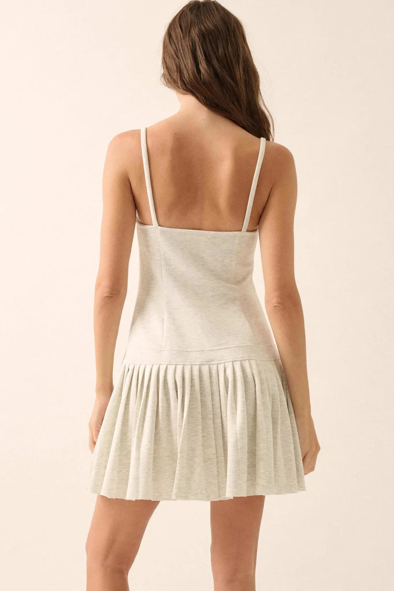 Premium Scuba Zip-Front Pleated Mini Dress