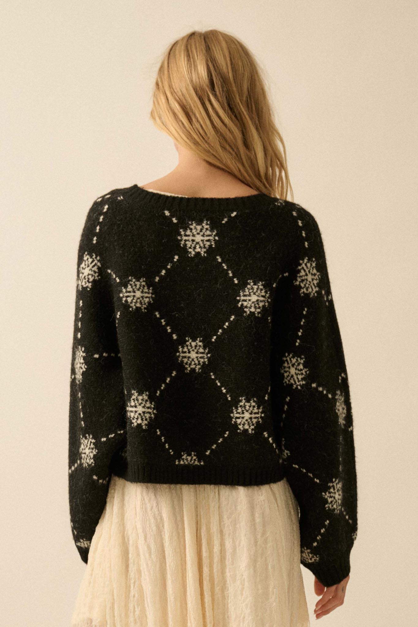 Soft as Snow Button-Front Snowflake Cardigan