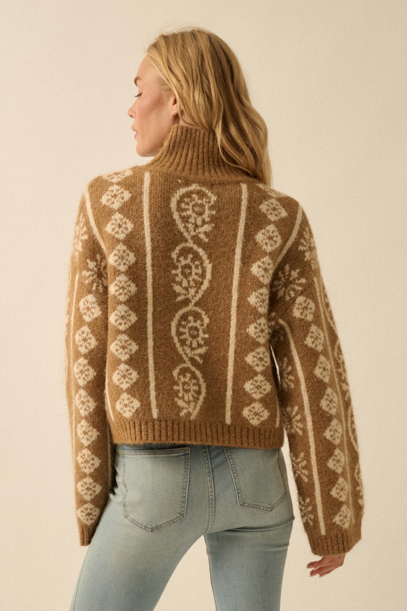 First Frost Mock-Neck Nordic-Knit Sweater