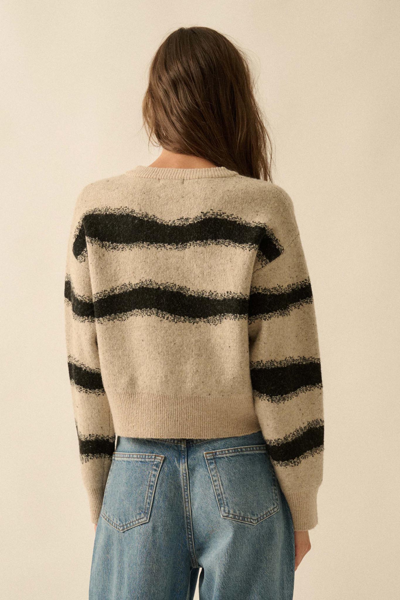 Broad Strokes Striped Jacquard-Knit Cardigan