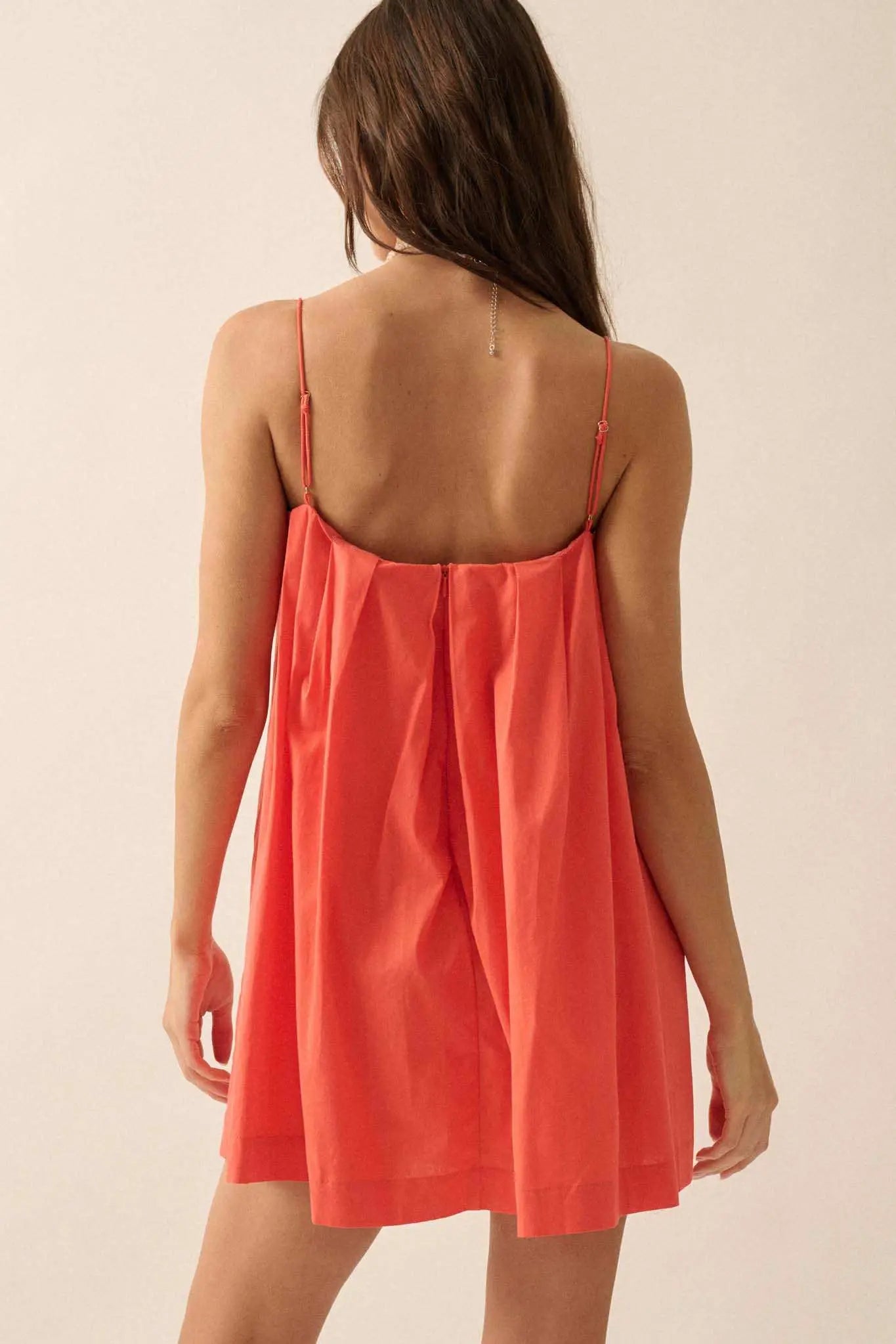 Shirt Story Pleated Button-Front Cami Mini Dress