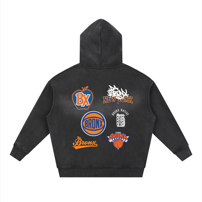Bronx Basketball 2026 Finals Lim. Edition Logo Craze Sunfaded Two-way Zipper Boxy Fleece Hoodie product image 4 of 4 by Bronx Native