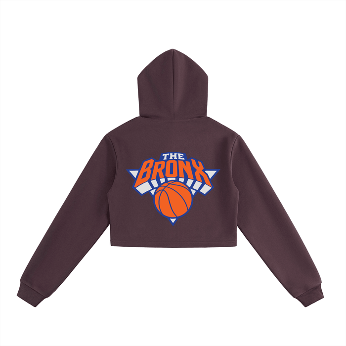 Bronx Basketball 2026 Playoff Edition Women's Essential Cropped Zip-Up Hoodie by Bronx Native