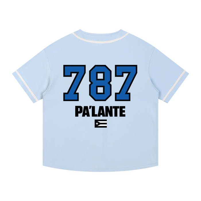 Bronx Boricua 787 Contrast Piped Button-Up Jersey by Bronx Native - Puerto Rico Collection