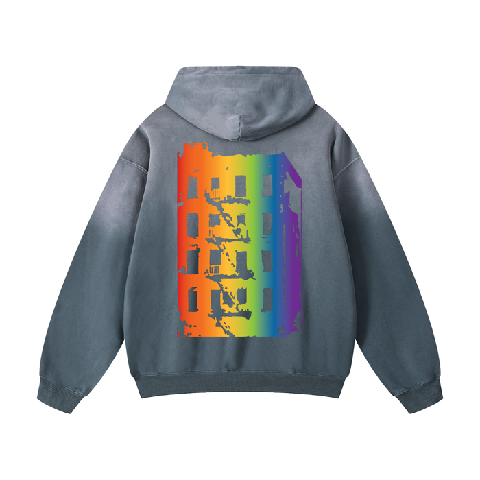 Bronx Pride Heavyweight Sunfade Oversized Hoodie by Bronx Native for Bronx Pride, NYC Pride, and inclusive New York streetwear