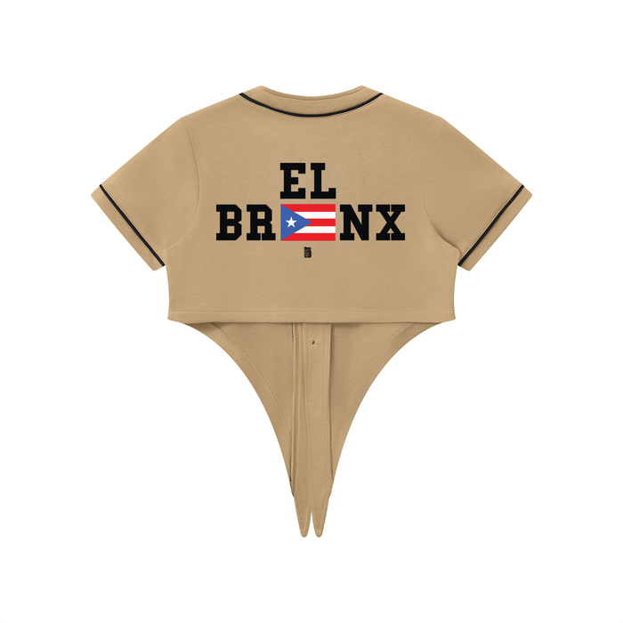 Women's Bronx Boricua Piping Baseball Jersey by Bronx Native - Puerto Rico Collection