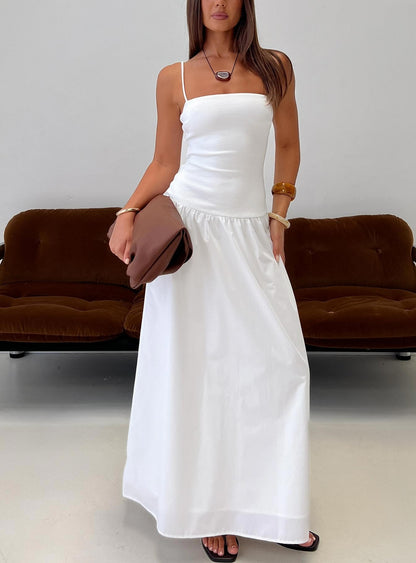 Erroll Drop Waist Knit Maxi Dress White