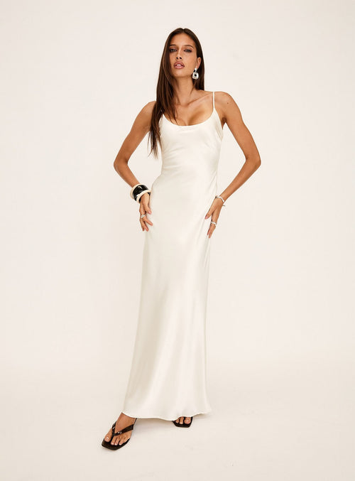 Miracles Scoop Satin Maxi Dress Champagne