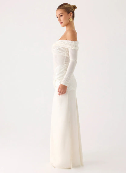 Over To You Sequin Maxi Dress - White