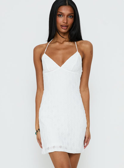 Summer Cider Embroidered Mini Dress White