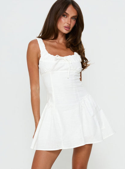 Rozalea Ruched Mini Dress White