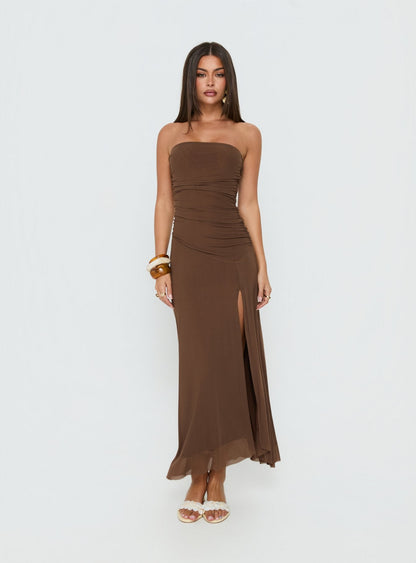 Brigida Strapless Maxi Dress Mocha