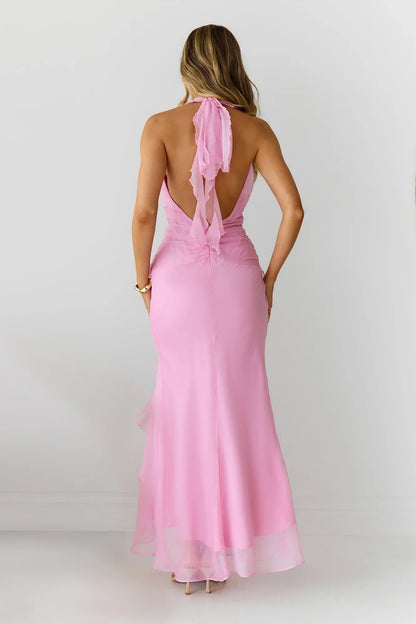 Follow The Stars Halter Maxi Dress Pink