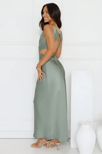 Satin Embrace Maxi Dress Sage