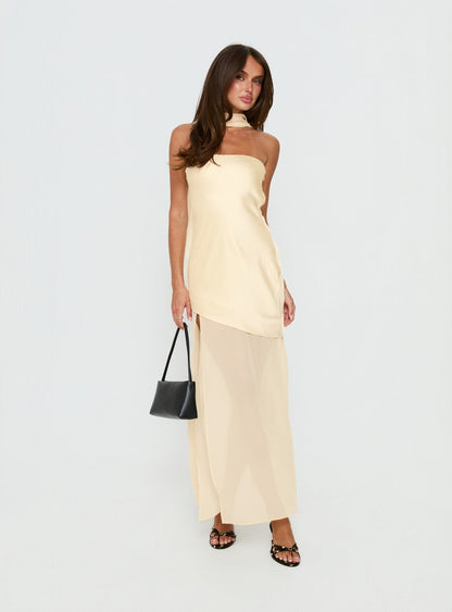 Irisie Strapless Scarf Maxi Dress Yellow