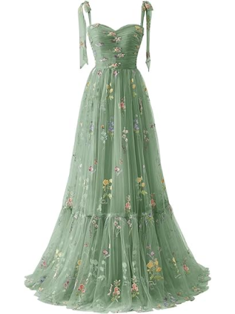 Elegant Spaghetti Straps A-line Floral Floor-length Bridesmaid Dresses