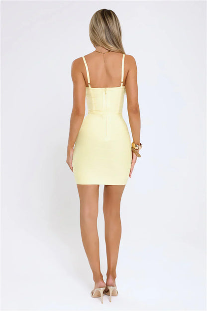 Iconic Edge Bandage Mini Dress Yellow