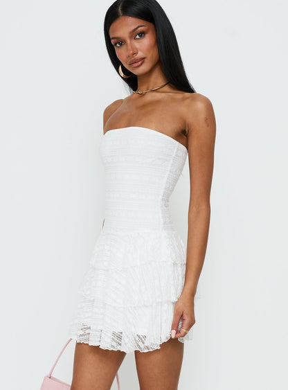 Emarie Strapless Mini Dress White