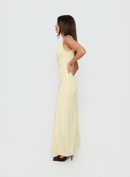 Frederica Plunge Maxi Dress Butter Yellow