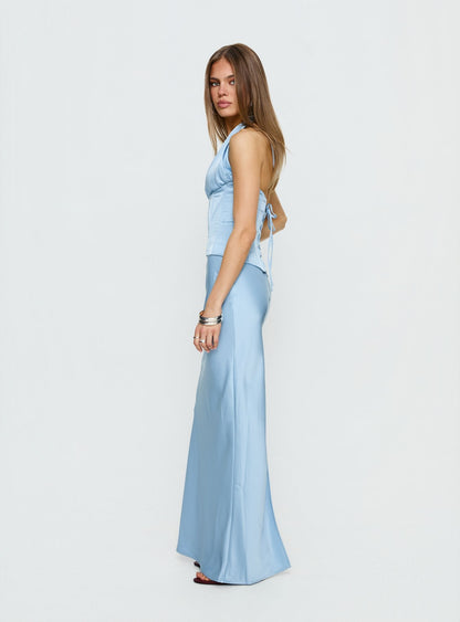In A Trance Halter Corset Maxi Dress Blue