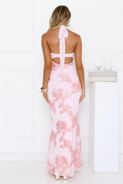 Love Muse Halter Maxi Dress Pink