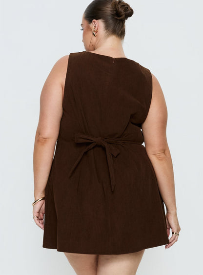 Alfalfa Corduroy Mini Dress Chocolate Curve