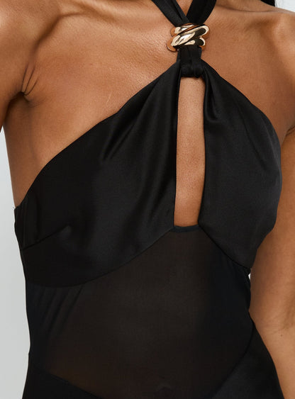 Rosario Halter Sheer Maxi Dress Black