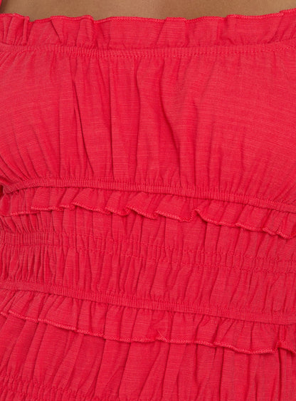 Rubiella Shirred Maxi Dress Red