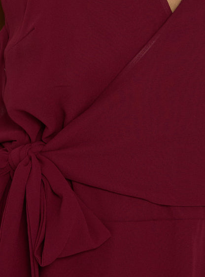 Dream Of Me Wrap Halter Mini Dress Burgundy