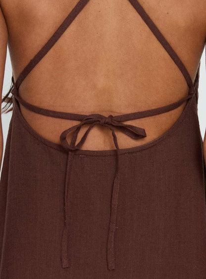 Solie Tie Back Maxi Dress Chocolate