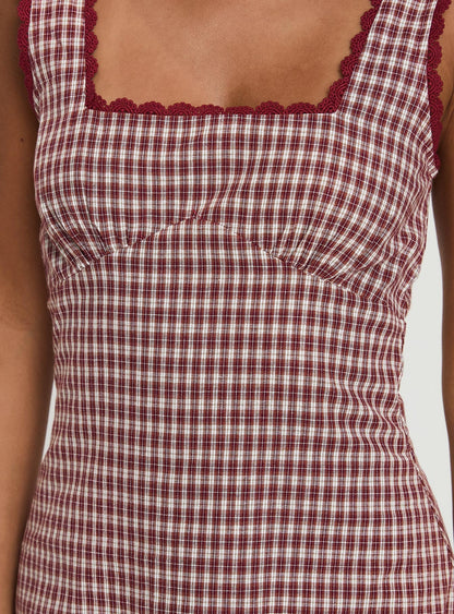 Dasha Mini Dress Red Check Tall