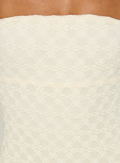 Aryela Strapless Textured Maxi Dress Cream