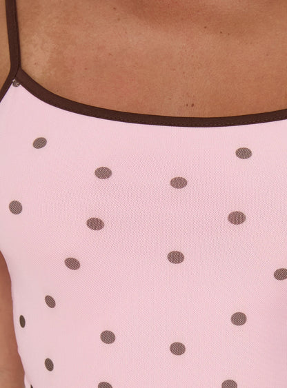 Isa Square Neck Mini Dress Pink Polka Dot