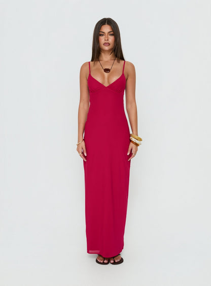 Glass Half Full Mesh Maxi Dress Electric Fuschia