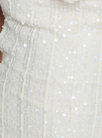 Kaimeila Halter Sequin Mini Dress Cream