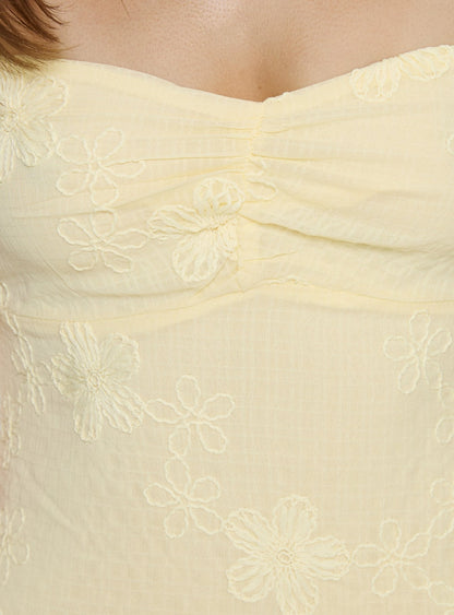 Maisone Broderie Maxi Dress Lemon