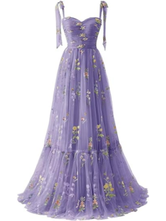 Elegant Spaghetti Straps A-line Floral Floor-length Bridesmaid Dresses