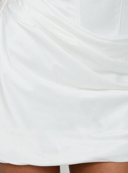 Annibella Strapless Drape Mini Dress White
