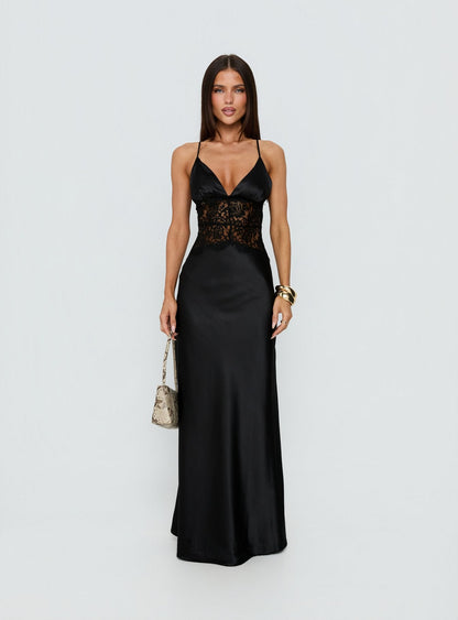 Klairee Lace Maxi Dress Black