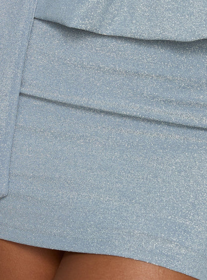 Close Up Sparkle One Shoulder Mini Dress Blue