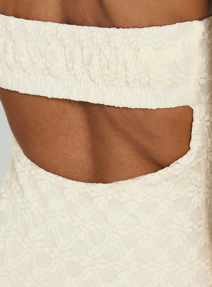 Aryela Strapless Textured Maxi Dress Cream