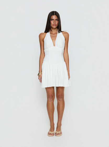 Imojen Halter Mini Dress White