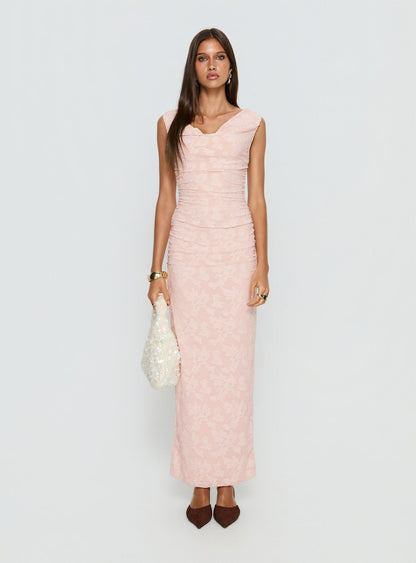 Kristeen Cowl Neck Maxi Dress Blush Pink