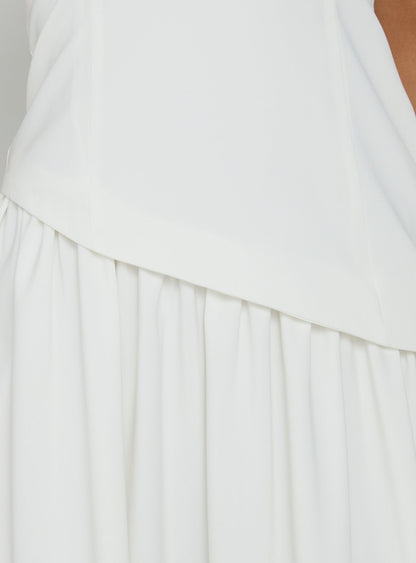 Odela Strapless Scarf Drop Waist Maxi Dress White