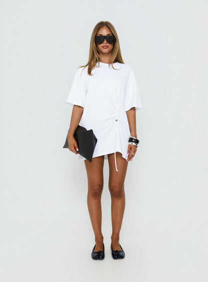 Agnessa Ruched Detail Mini Dress White